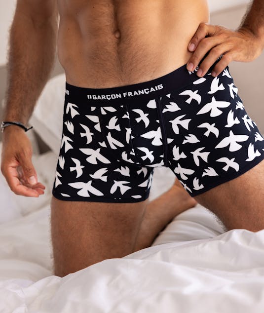 Boxer classique oiseaux blancs