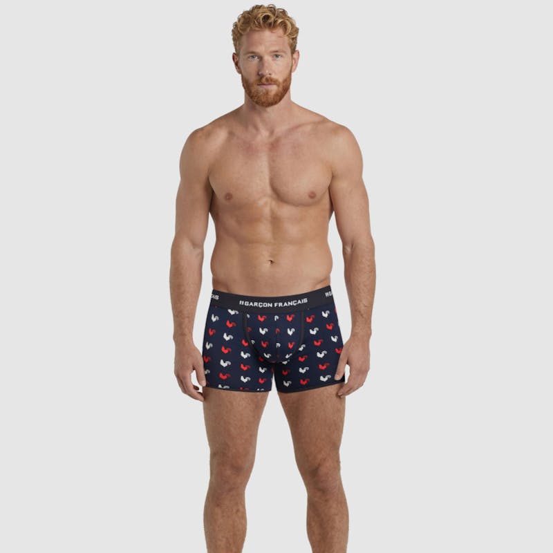 Boxer classique coqs tricolores