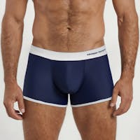 Boxer de bain bleu & blanc - broderie
