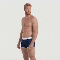 Boxer de bain bleu & blanc - broderie