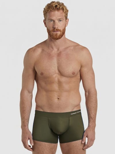 Khaki swim trunk - embroidery