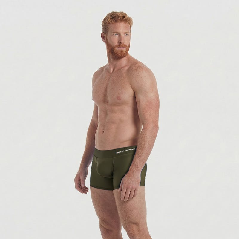 Boxer de bain kaki - broderie