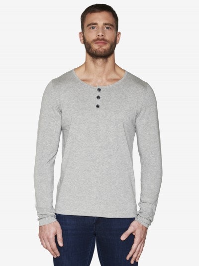 T-shirt tunisien gris chiné - manches longues