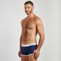 Boxer de bain bleu & blanc - broderie