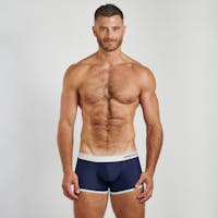 Boxer de bain bleu & blanc - broderie