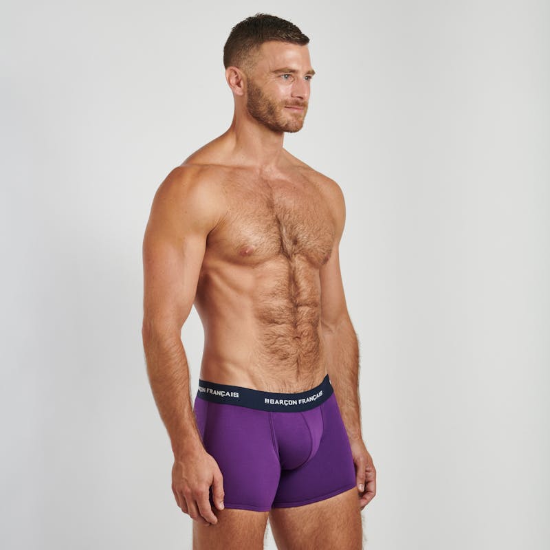 Men's purple cotton low-rise boxers - Garcon Français