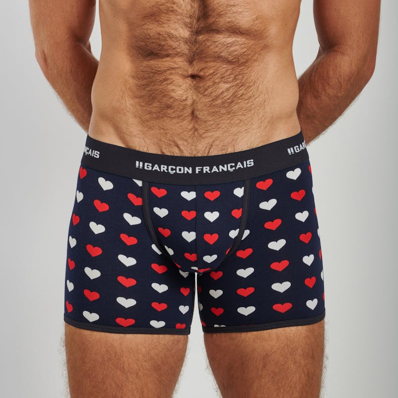 Men's boxers with printed hearts - Garçon Français made in France