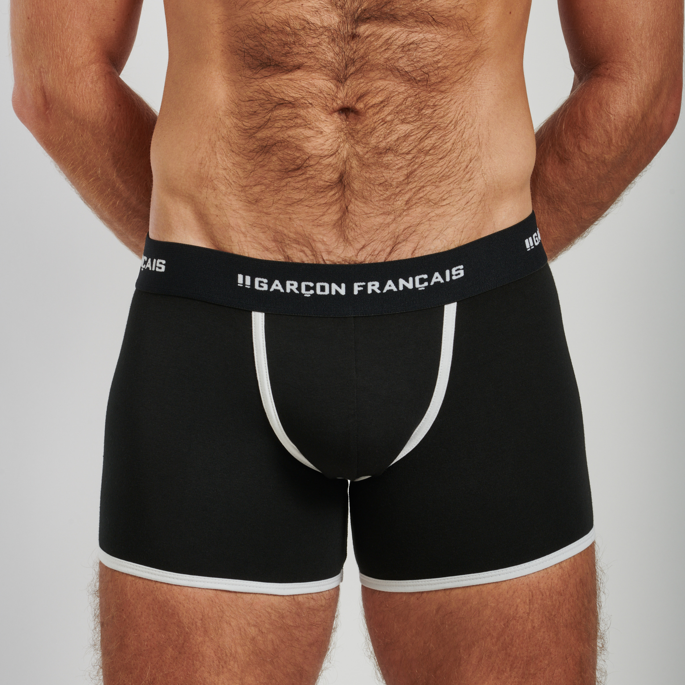 Boxer long homme noir taille basse coton Garcon Francais