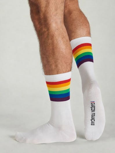 White & Rainbow city socks