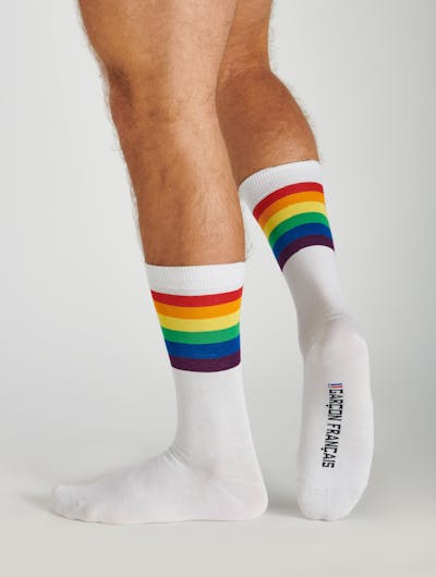 White & Rainbow city socks