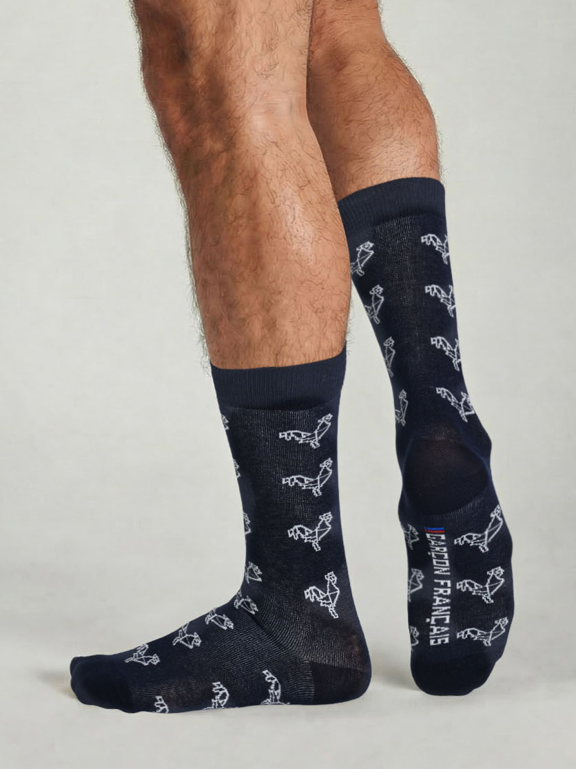 Origami white rooster socks