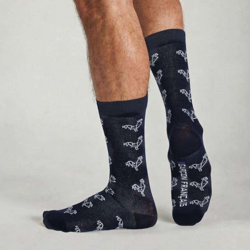 Origami white rooster socks