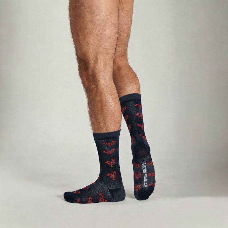 Origami red rooster socks