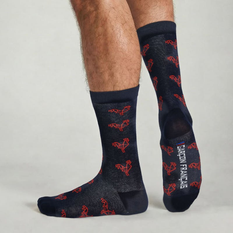 Origami red rooster socks