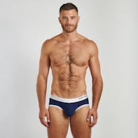 Navy & white swim brief - embroidery