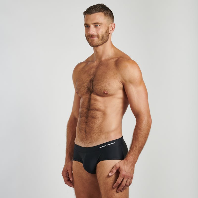 Black swim brief - embroidery