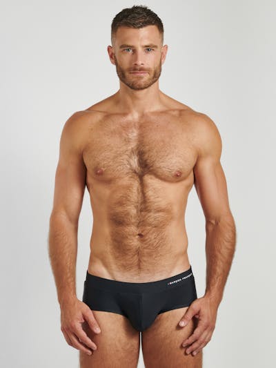 Black swim brief - embroidery