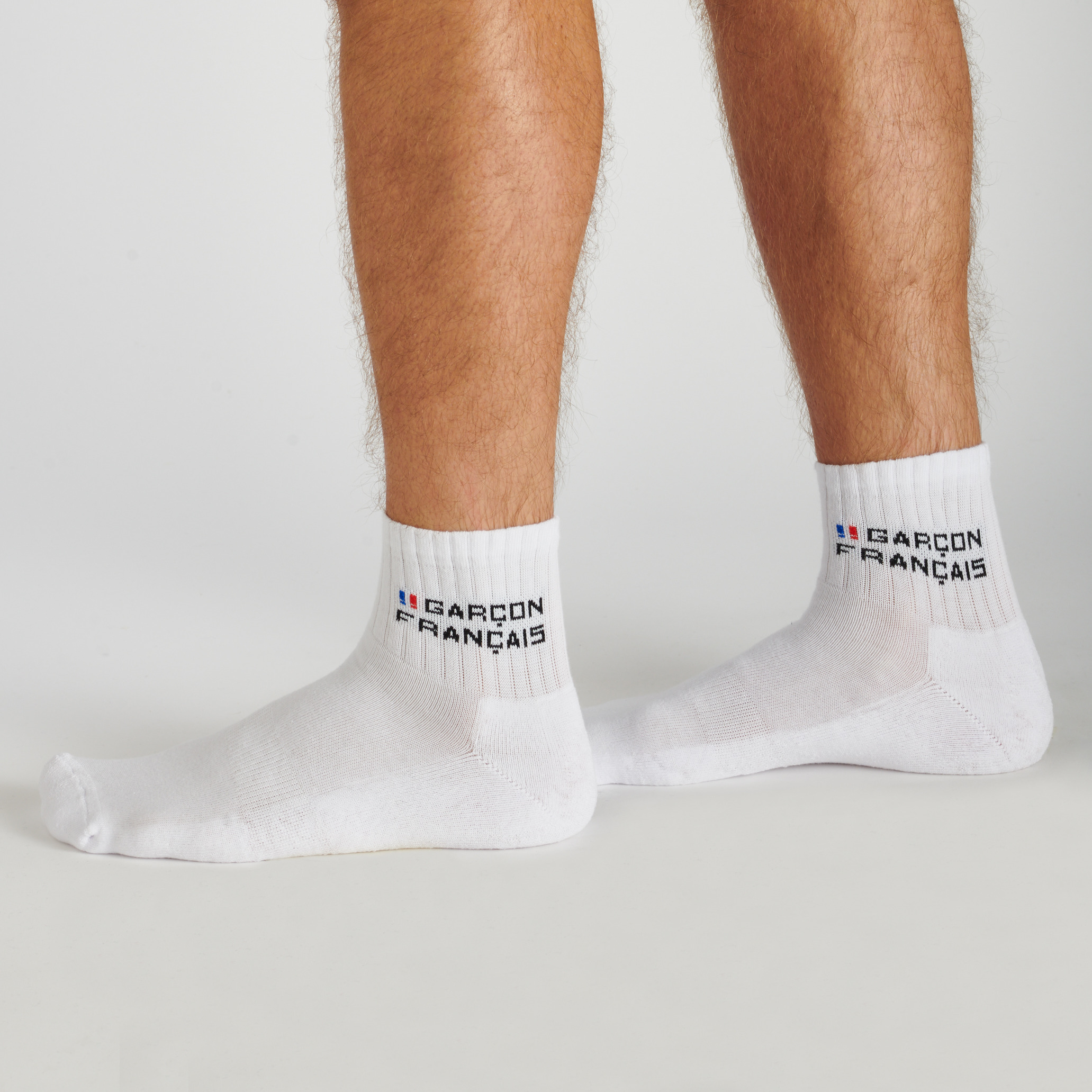 Chaussettes courtes homme blanches fabriquees en France