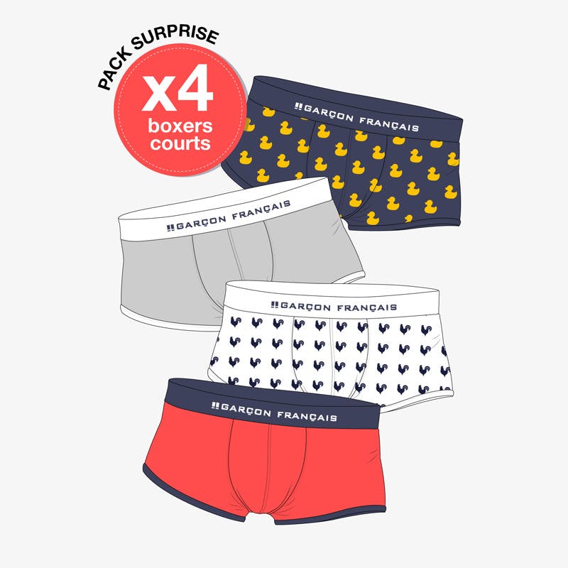 Lote de 4 bóxers cortos "sorpresa"