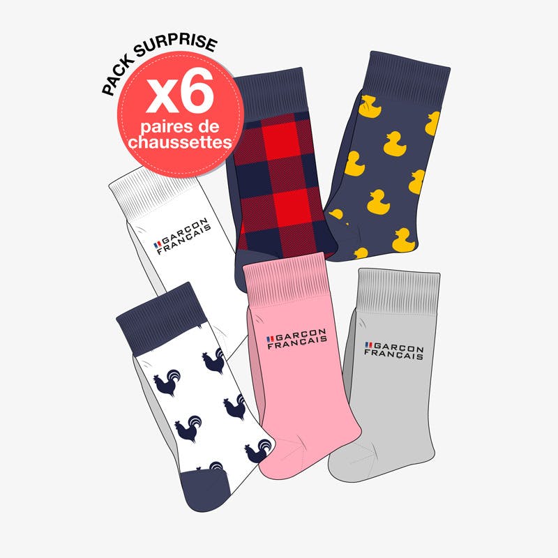 Lot 6 chaussettes surprises