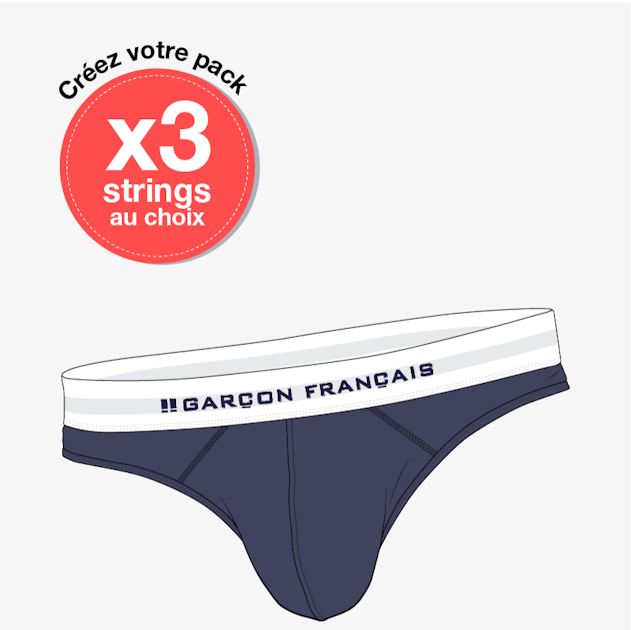 Lot de 3 strings Garçon Français - strings homme fabriqués en France