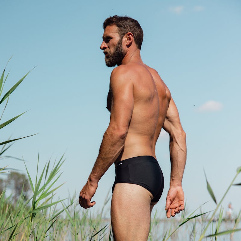 Black swim brief - embroidery