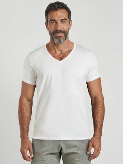 T-shirt blanc col V - Indispensable