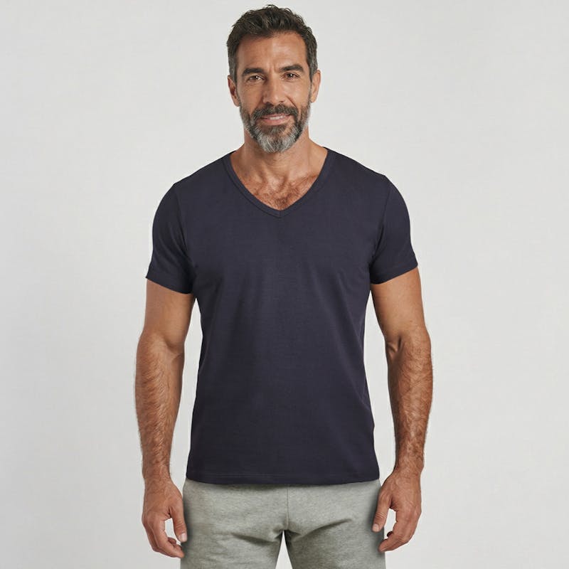 Camiseta azul Cuello en V - Indispensable