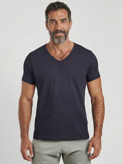 T-shirt bleu col V - Indispensable