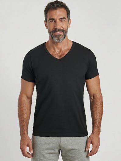 T-shirt noir col V - Indispensable