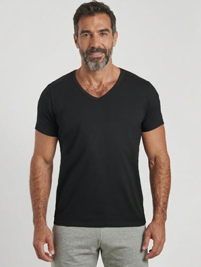 T-shirt noir col V - Indispensable